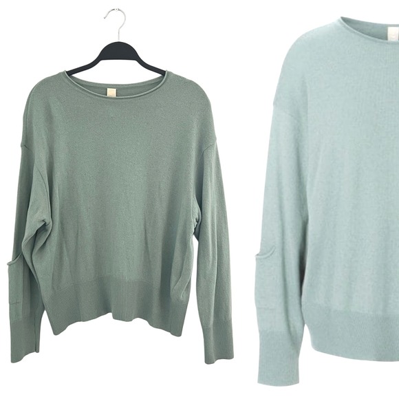 Ischiko By OSKA Knit Sweater Long Sleeve Green Blend Wool Cashmere Relaxed 1 S - Picture 1 of 9